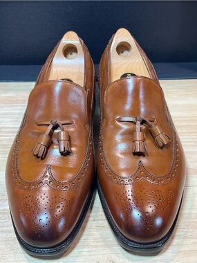 John Lobb “Egee” Men’s Cognac Leather Tassel Loafers US11D w/ Shoe Trees 🇬🇧